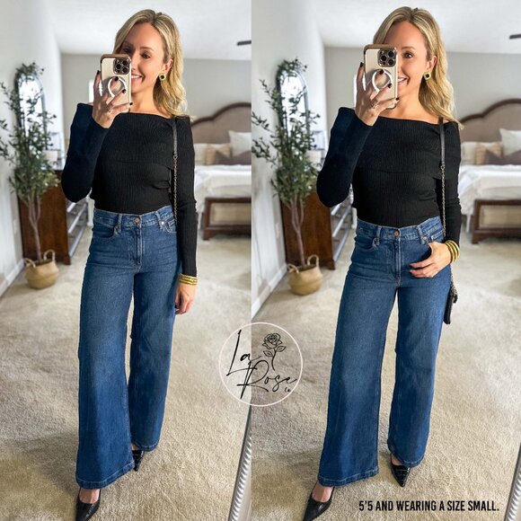 Billie Rib-Knit Off-Shoulder Foldover Top | Women's Black Blouse | Trendy Style - Picture 3 of 11